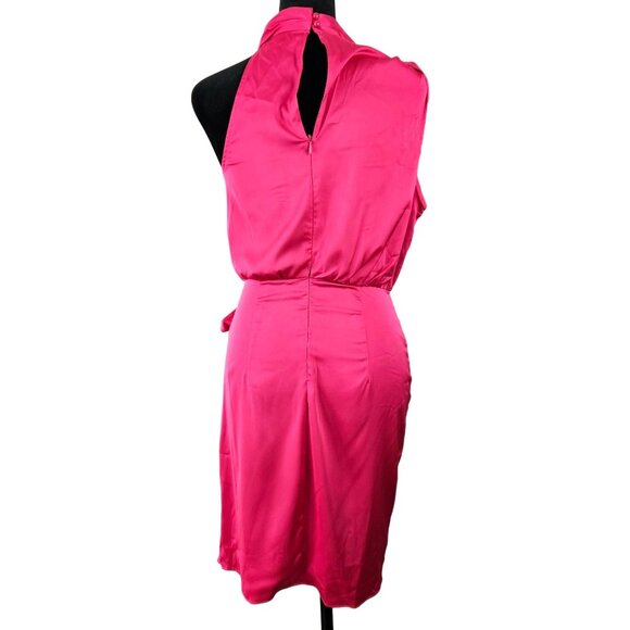 Zesica Womens Hot Pink Halter Neck Mini Dress Waist Tie Size Small Party Sexy - Picture 6 of 13